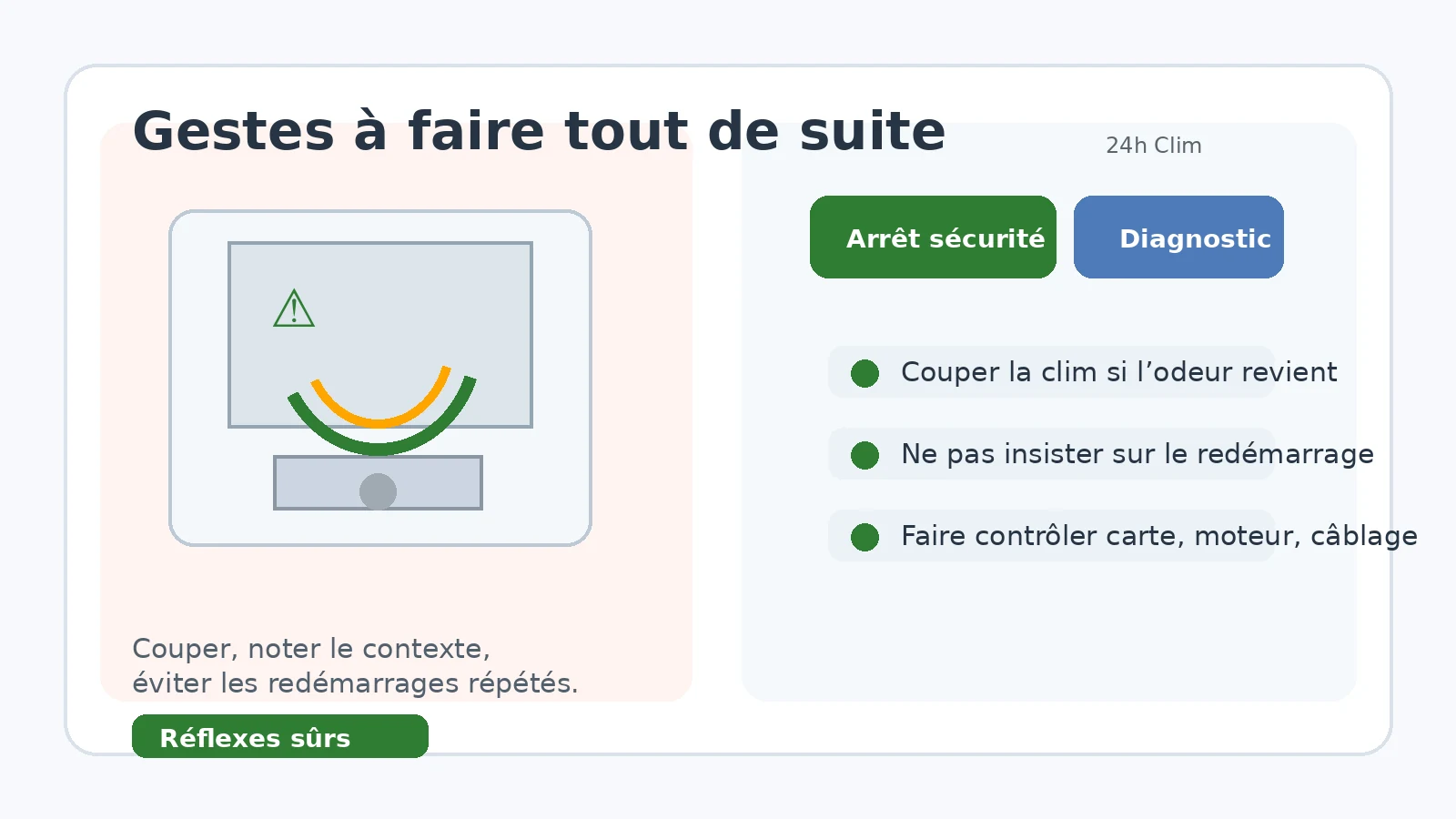 Gestes de sécurité immédiats quand une climatisation sent le brûlé