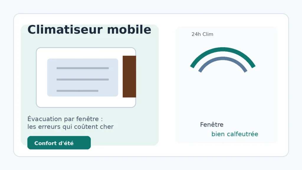 Climatiseur mobile avec évacuation par fenêtre bien installée