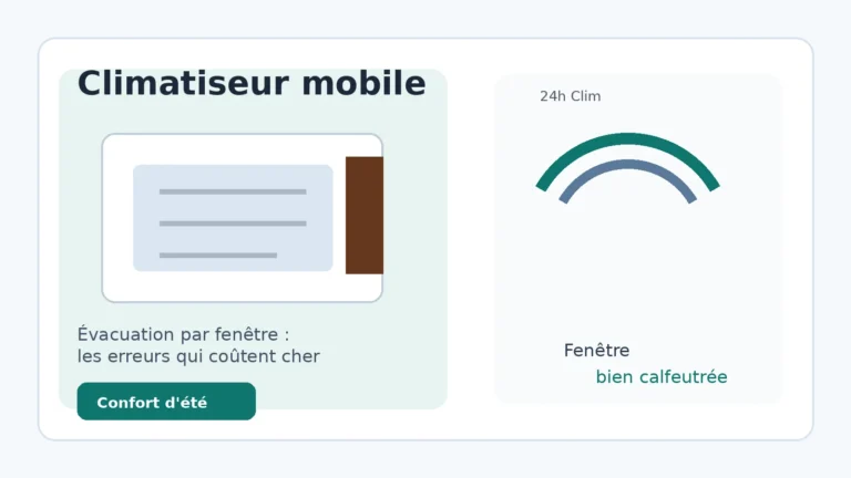 Climatiseur mobile avec évacuation par fenêtre bien installée