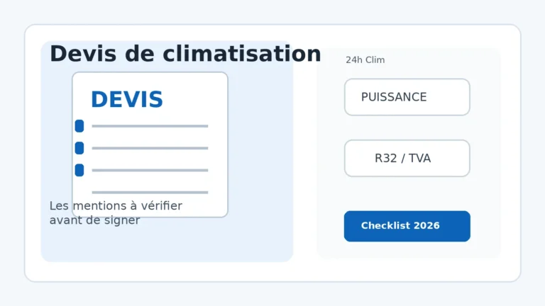 Devis de climatisation avec points à vérifier avant signature