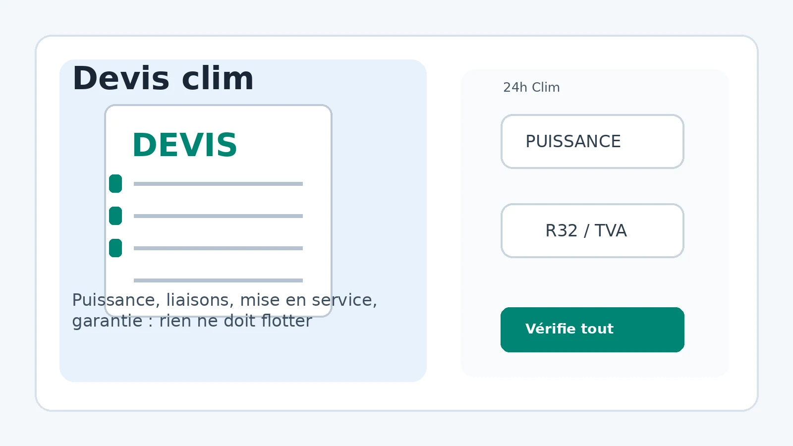 Devis de climatisation avec points à vérifier avant signature