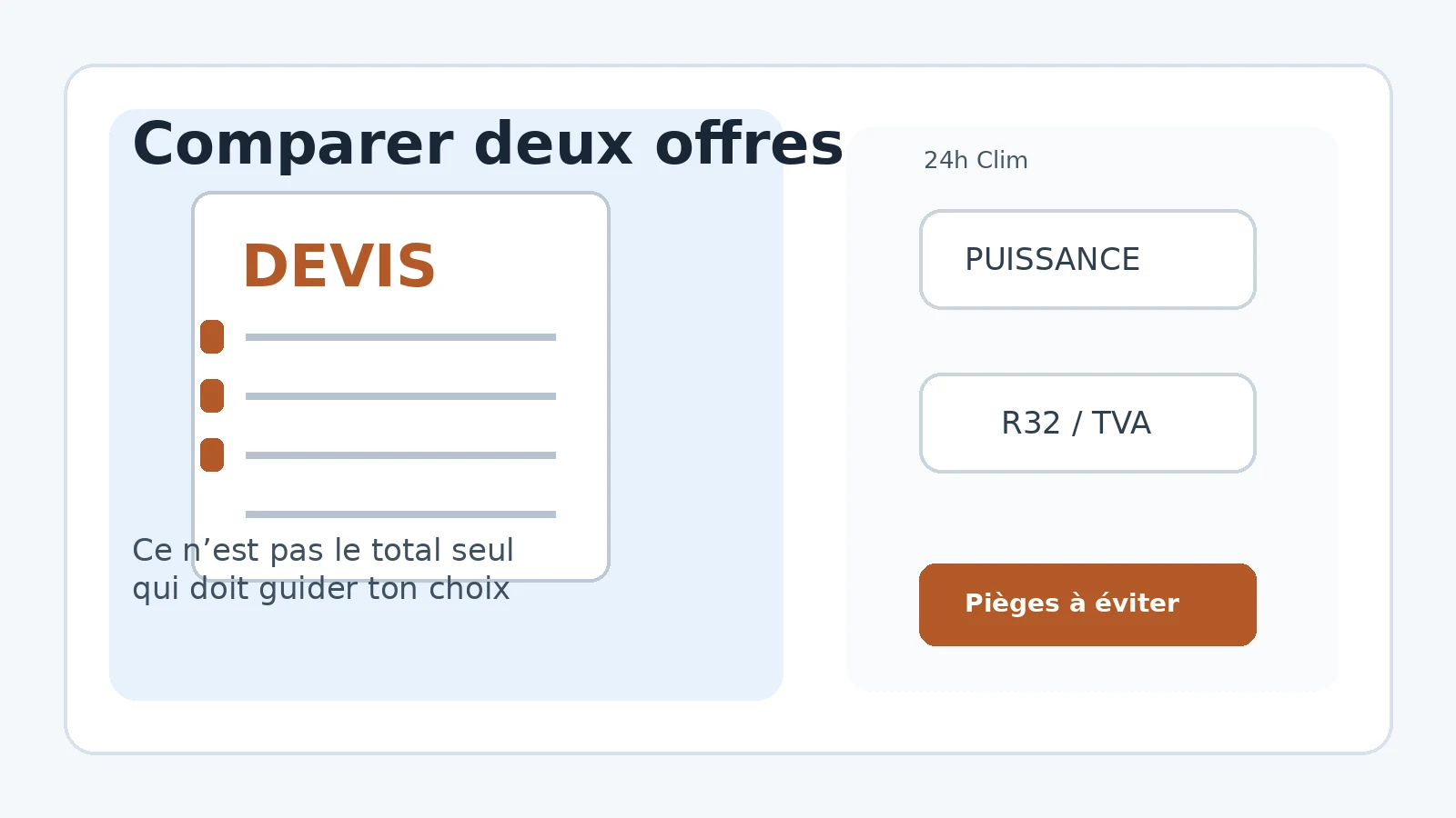 Checklist de comparaison de devis de climatisation