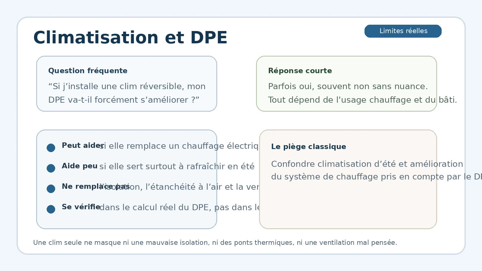Limites d’une climatisation pour améliorer la note DPE d’un logement mal isolé
