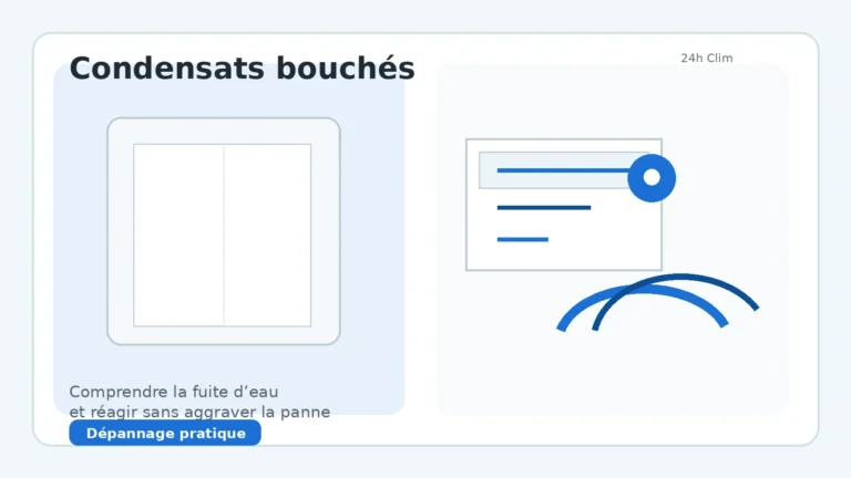 Condensats de climatisation avec évacuation bouchée sur une unité intérieure