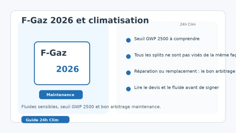 F-Gaz 2026 climatisation et fluides de maintenance à vérifier
