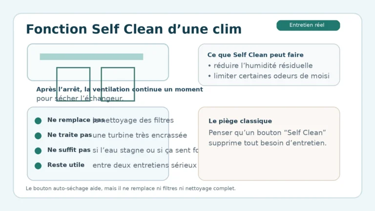 Fonction Self Clean d’une climatisation sur un split mural