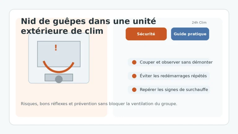Nid de guêpes dans une unité extérieure de climatisation