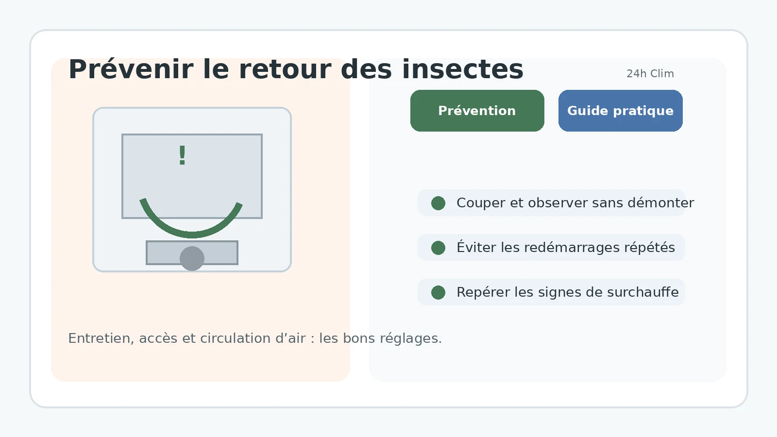 Protection et entretien d'une unité extérieure contre les insectes