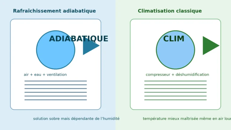 rafraîchissement adiabatique ou climatisation comparaison en période de canicule